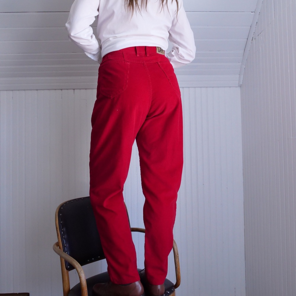 Vintage 80s union made Lee red corduroy high waisted slacks - Picture 8 of 8
